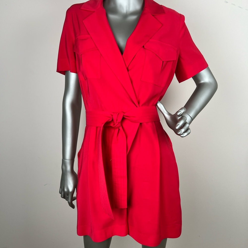 Ba&Sh V-neck belted lightweight summer romper. Short sleeve. Size S Silky Classy